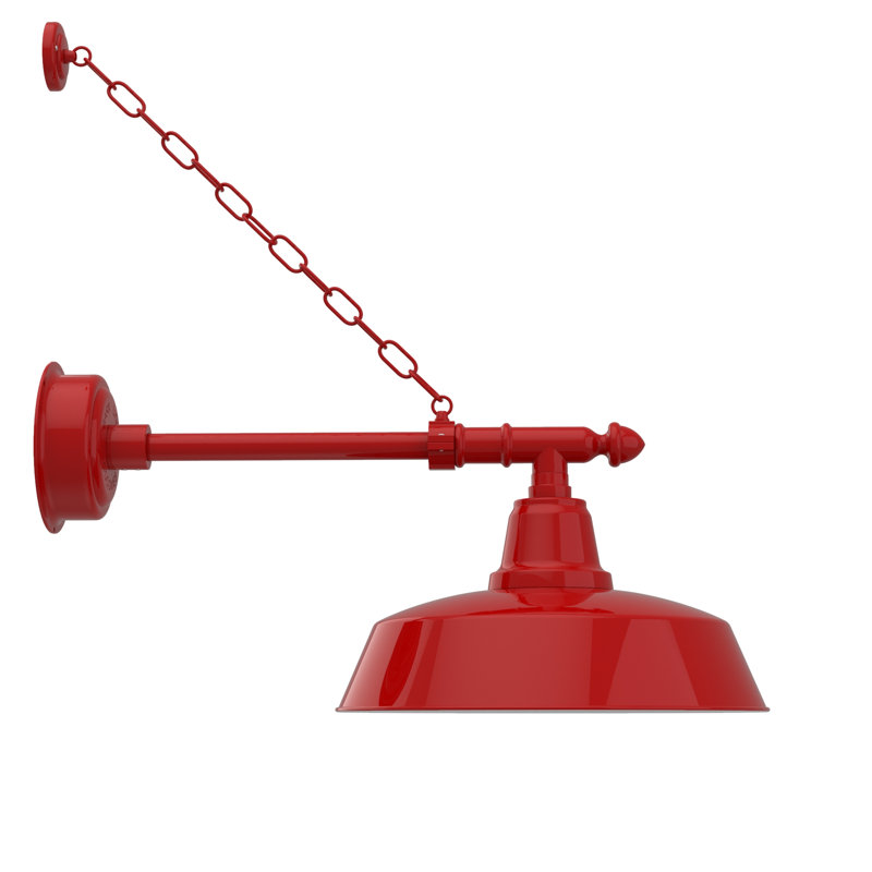 Luminaire de grange d’extérieur à del Vandervliet, H 12 po x l 16 po x p 29 po, Rouge cerise