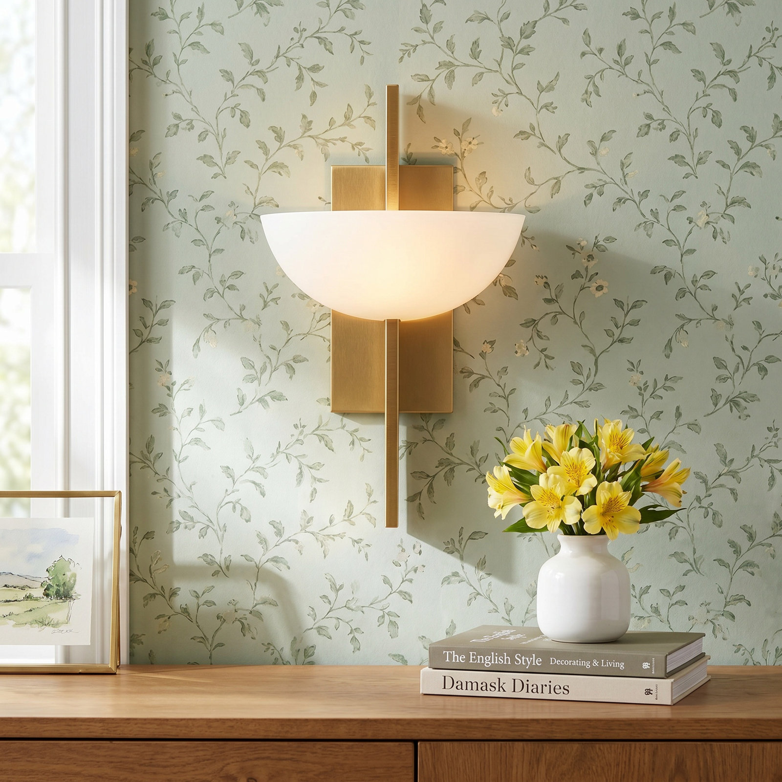 Chenery Single Light Brass Flush Mount Sconce, Brass