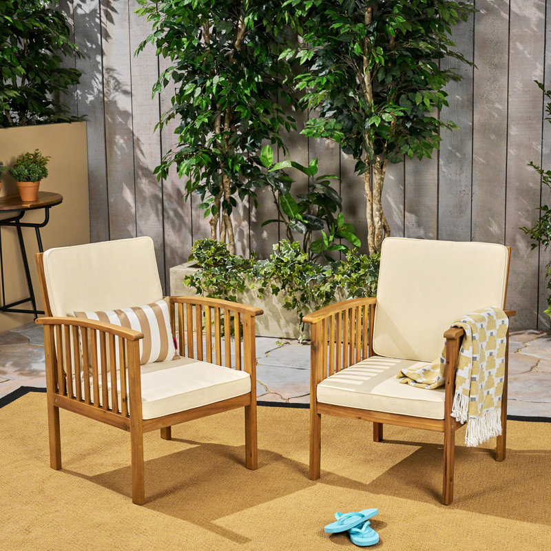 Chaise de patio avec coussins Sikeston, Brun, Gris