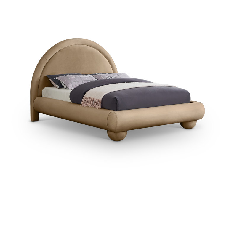 Madrid Velvet Bed, Queen, Beige Velvet