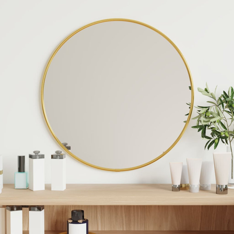 Jenkintown Plastic Round Wall Mirror, 40cm x 40cm, Gold