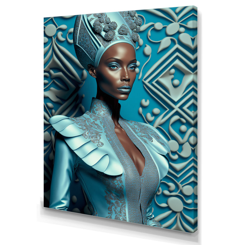 Exquiste «African Woman Design IV», reproduction sur toile, H 32 po x l 24 po x P 1 po, Toile tendue