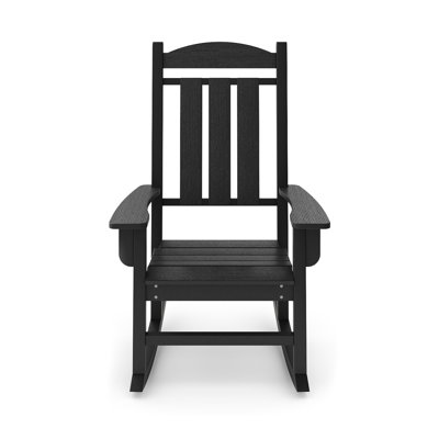 Classic Black Porch Rocker With Lumber - Comfortable Outdoor Chair Traditional Adding Comfort To Your Garden