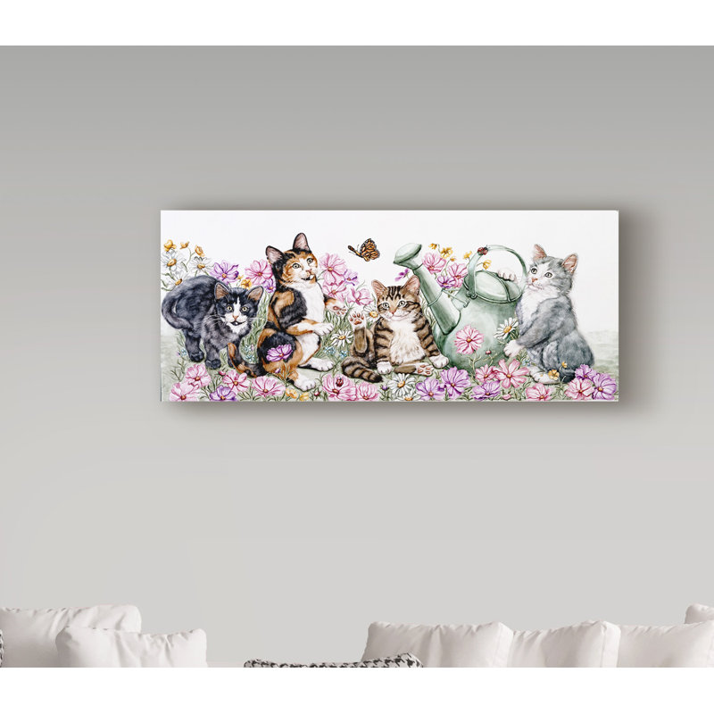 Gilstrap «Flower Cats», reproduction de peinture acrylique sur toile tendue, H 10 po x l 24 po x P 2 po