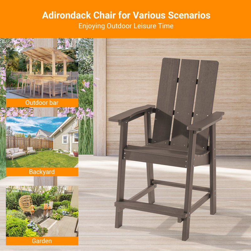 Chaise Adirondack en plastique / résine surdimensionnée en plastique / résistant aux intempéries, Brun