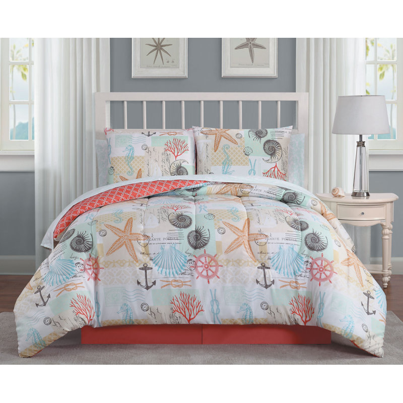Belize Coastal Abstract Comforter, King Comforter + 7 Additional Pieces