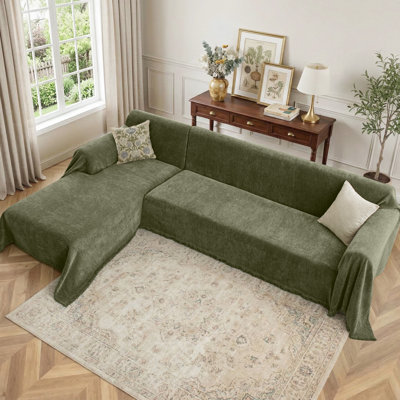 2-Piece L-Shaped Sectional Couch Cover Machine Washable Pet-Friendly Furniture Protector