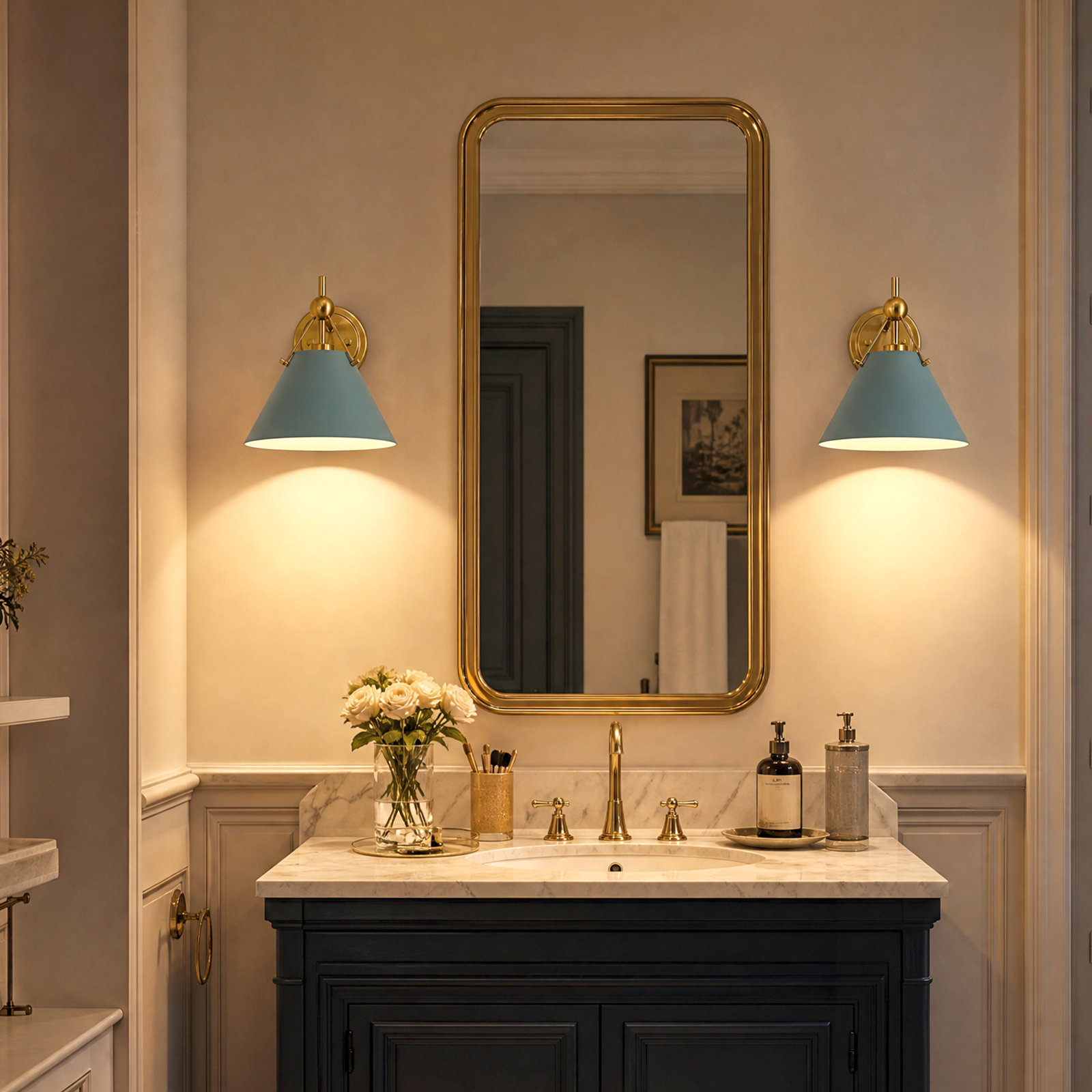 Rome Single Light Armed Sconce, Blue