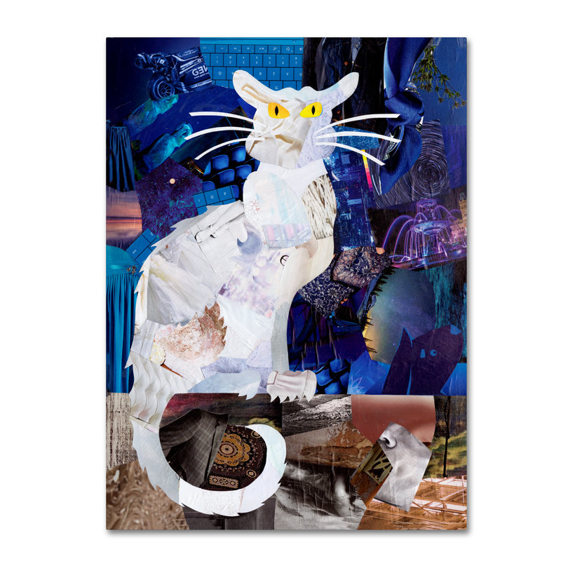 «Le Chat Blanc» par Krisdapor, impression sur toile tendue, H 19 po x l 14 po