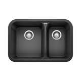 Vision 27" L x 18" W Double Bowl Granite Undermount Kitchen Sink with Basket Strainers