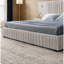 Upholstered Bed Frame with Chenille fabric with pleated design-131624380