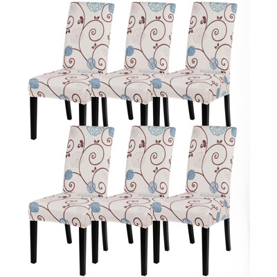Dining Room Chair Covers Set of 6, Stretch Printed Parsons Chair Slipcovers Super Fit Spandex Removable Washable Kitchen Chair Protector Cover for Dining Room, Hotel, Ceremony (Ball Flower)