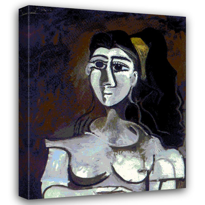 Buste de femme avec ruban jaune (Jacqueline), H 24 po x l 19 po