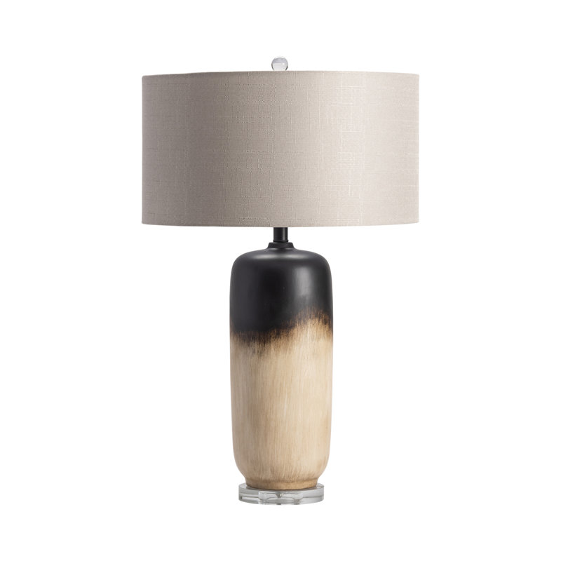 29" Crystal Table Lamp With Gray Shade