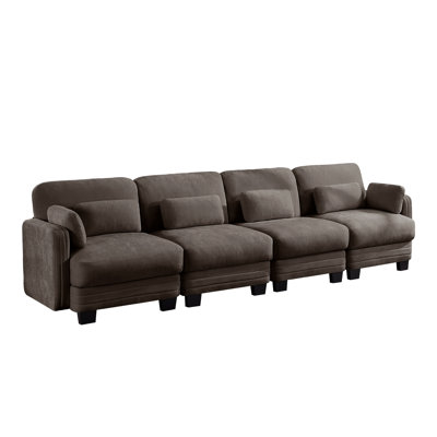 Canapé d'angle modulaire 4 places en chenille, marron moderne, pour la maison