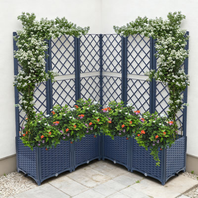 Boîte à fleurs pour plante grimpante d'extérieur avec treillis