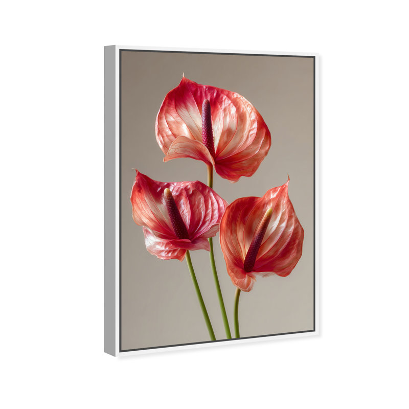 Crimson Silk Veins II Print by Oliver Gal, 25"H x 37"W, White Floater Frame