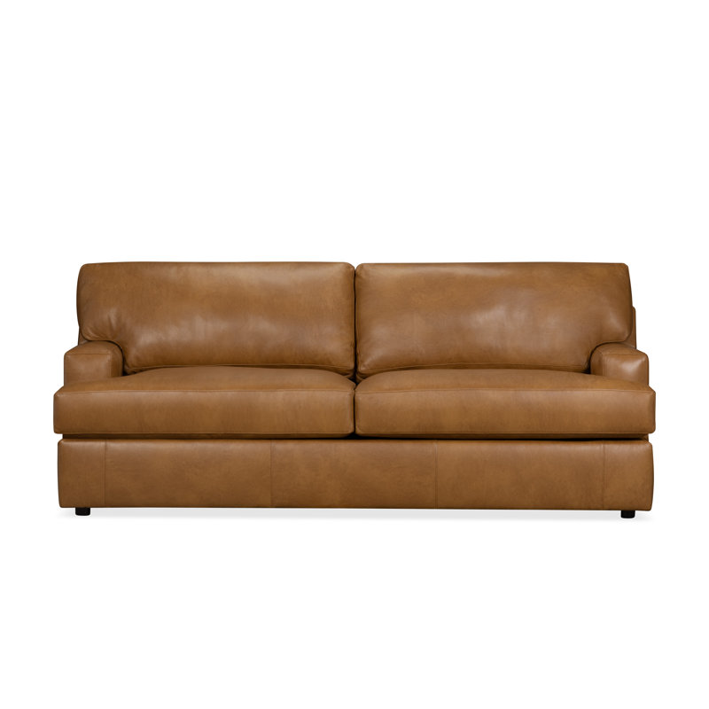 Canapé en cuir véritable 84 po Cleo, Cuir véritable caramel Steamboat