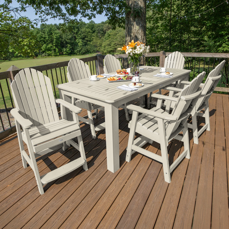 Ensemble repas 7 pièces Macias, Blanc délavé, H 36 po x l 42 po x L 72 po 