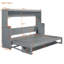 Lit escamotable double avec levage hydraulique, conception de bureau et rangement intégré, gris, peu encombrant et durable-660986245-660985466