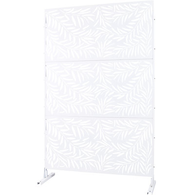 Metal Privacy Screen 76" H48" W - White. For Deck, Balcony, Dining Space. Freestanding Fence Panels. Rust & Fade . Divide Space With Outdoor Indoor W. White Panels For Patio, Office. Functional