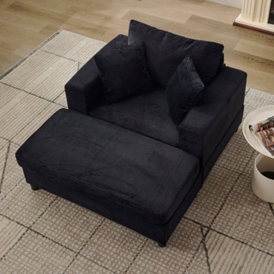 Chaise longue avec repose-pieds amovible et canapé-lit d'appoint rembourré avec coussins, fauteuil rembourré à assise profonde moderne