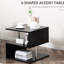 Table de bout noire de 20 po avec rangement, design moderne en forme de S, attrait élégant en acier, support durable