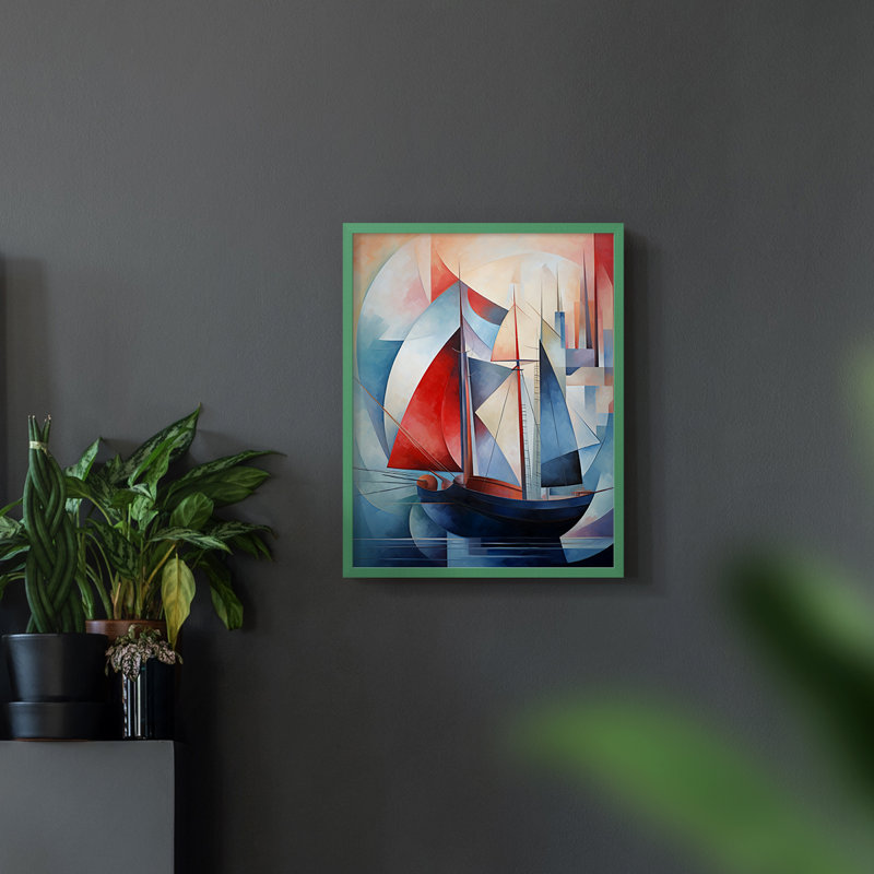 Série NAUTICAL CDI - reproduction encadrée de qualité supérieure - prête à être accrochée - aucun clou requis, Vert