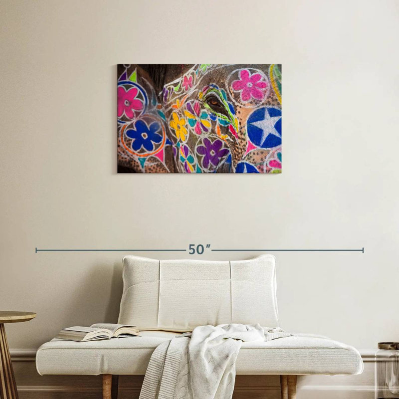 Éléphant peint coloré Brampt, 20" H x 30" W