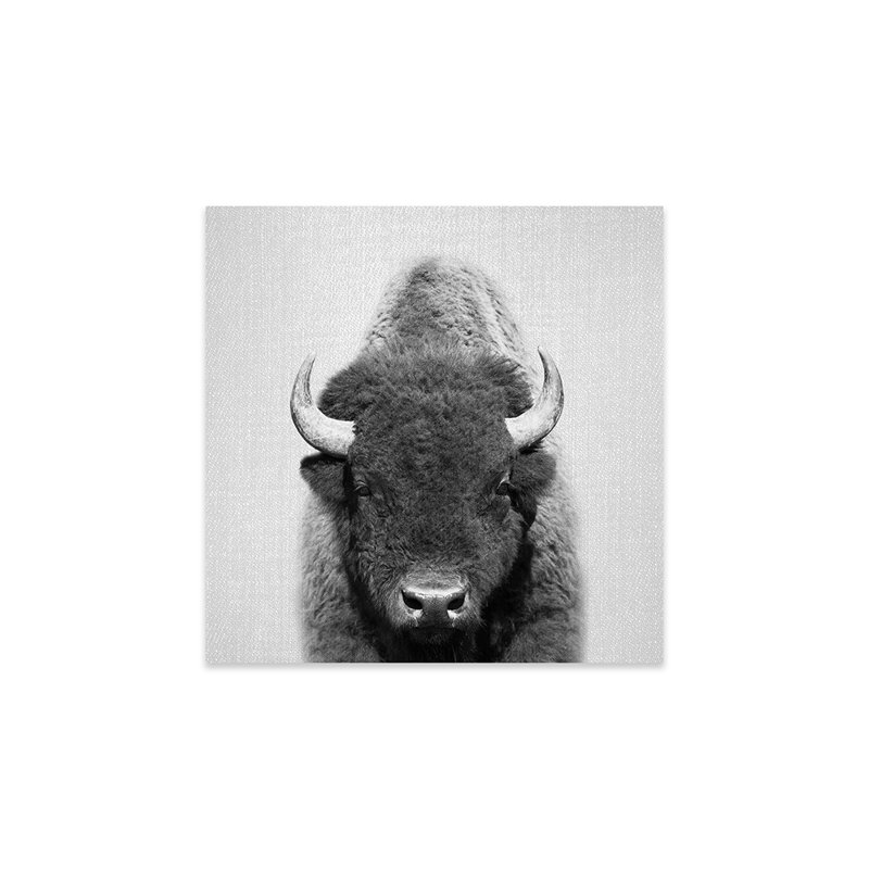 Buffle en noir et blanc sur verre acrylique, H 24 po x l 24 po x P 0,25 po