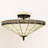 3 - Light Tiffany Style Stained Glass Semi Flush Mount Lighting Dimmable