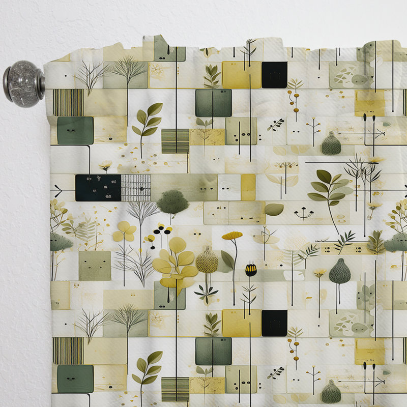 Green Cubic Botanical Dreams - Rideau floral - Velours obscurcissant - 1 panneau, L 52 po x L 95 po