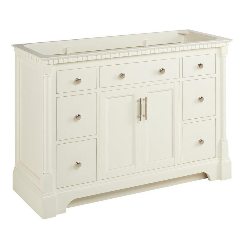 Claudia 48" Mahogany Single Basin Vanity Set with Cabinet, Vanity Top, Arctic White Quartz, Antique Coffee, 8" Widespread