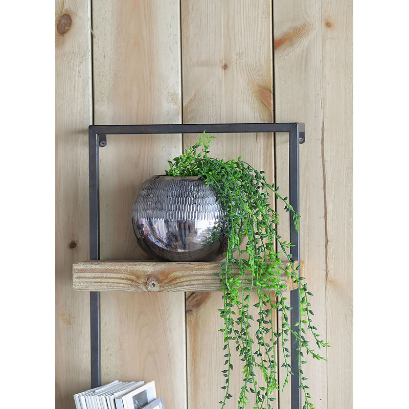Iron And Wood Wall Shelf With Two Shelves