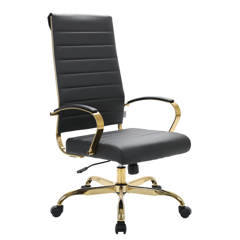 Fauteuil de bureau en cuir Humairaa, Noir