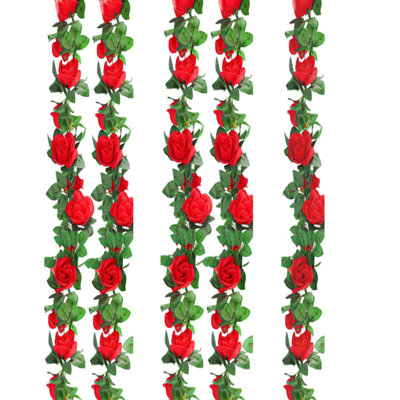 5 pièces guirlande de roses artificielles, 7,5 pieds de fleurs de vignes artificielles suspendues vigne rose pour table mariage toile de fond voûte murale décor de fête Festival