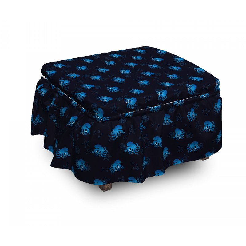 Ensemble de housse pour repose-pieds de coussin de boîte 2 pièces octopus ocean habitants