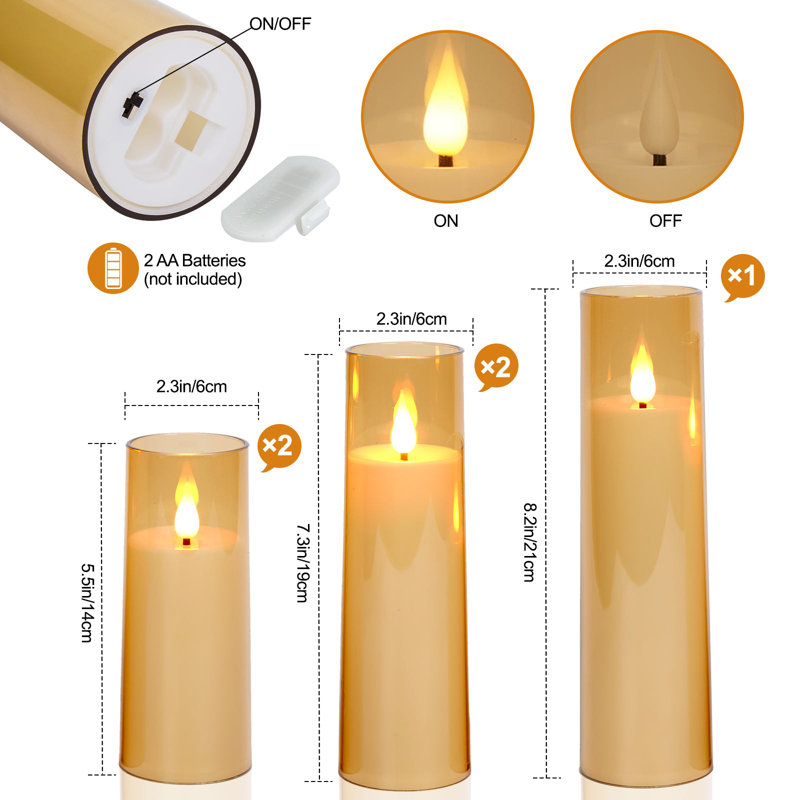 5 Pcs 3D Wick LED Candles