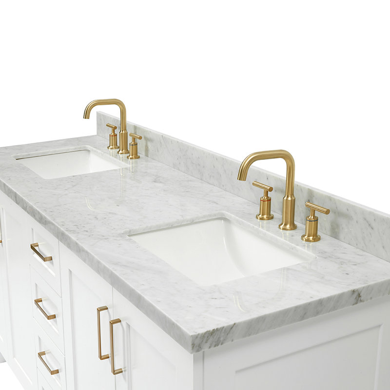 73 IN.  Single Bathroom Vanity, White, Rectangular, Carrara Quartz