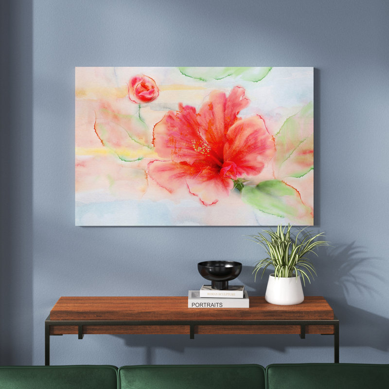 Hibiscus - impression sur toile tendue, H 18 po x l 27 po x P 1,5 po