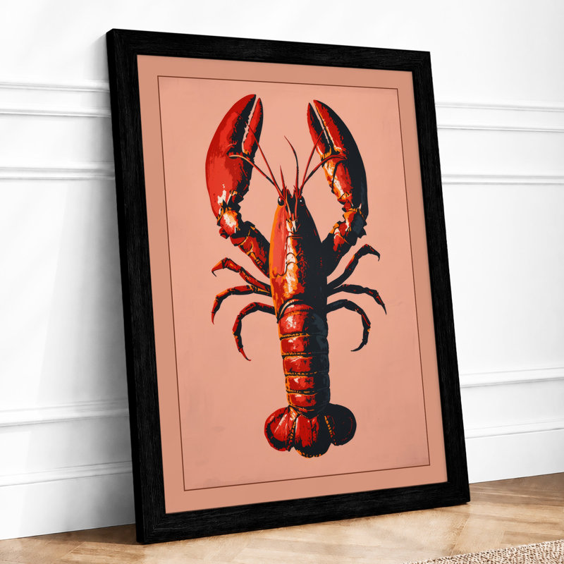 Lobster Study Modern - Framed Print, A2 - 59.4 x 42.0 cm, Black