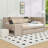 Twin-Size Velvet Upholstered Daybed with Drawers,Shelves and Desk-158858947