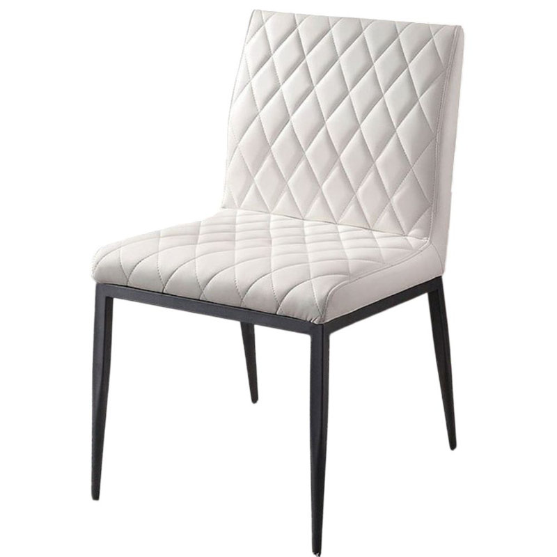 Ensemble de 2 chaises d'appoint en similicuir noir / ivoire Marcella