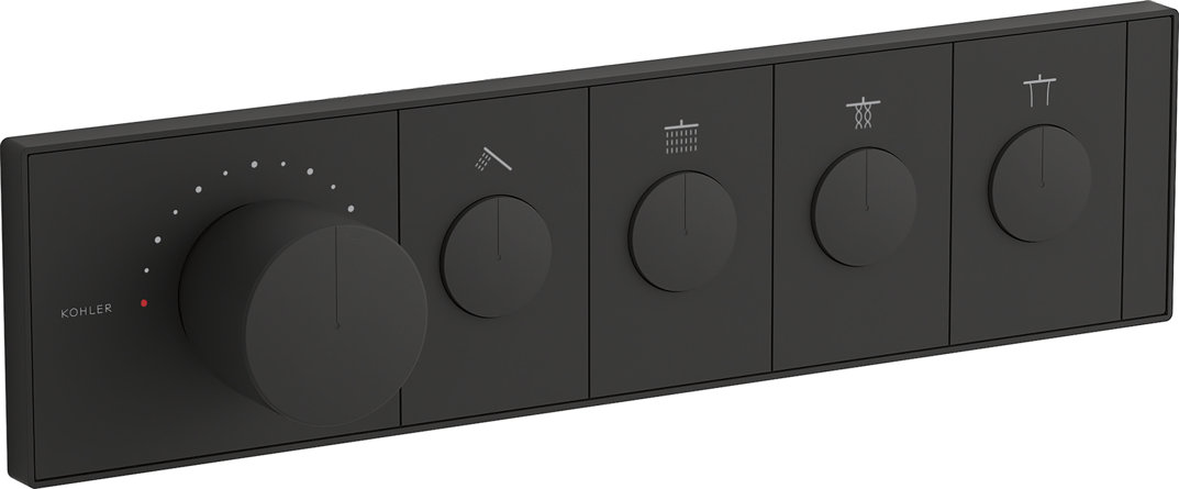 Anthem Four-Outlet Thermostatic Valve Control Panel With Recessed Push-Buttons