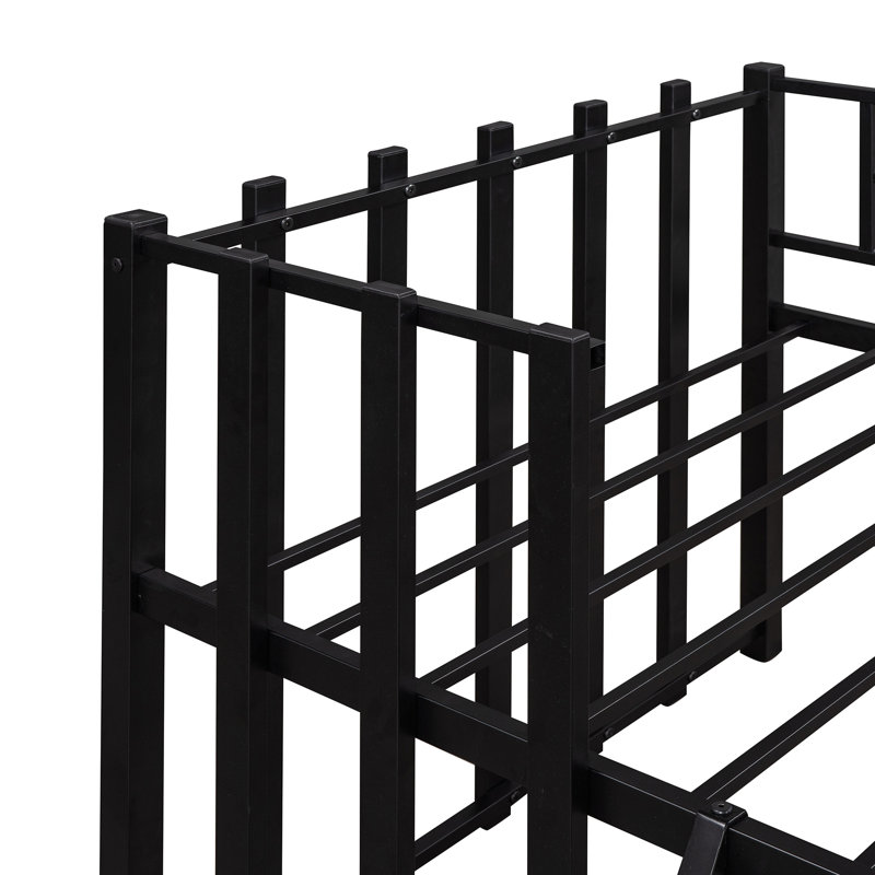 Lit mezzanine simple avec toit et échelle Loda, Noir