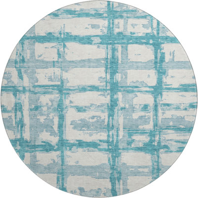 Premium Machine Washable Prisco Teal Rug