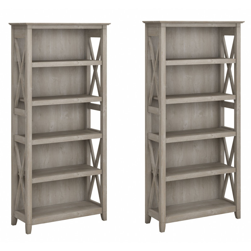 Huckins 66" H x 32" W Standard Bookcase, Washed Gray