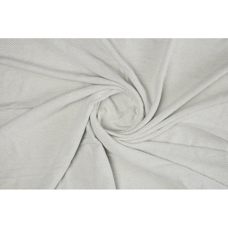 Gray Cotton Herringbone Throw Blanket with Fringe