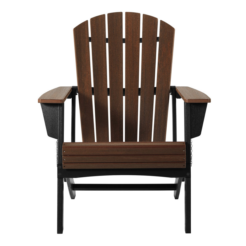 Chaise Adirondack pliante, noire, Brun foncé / noir
