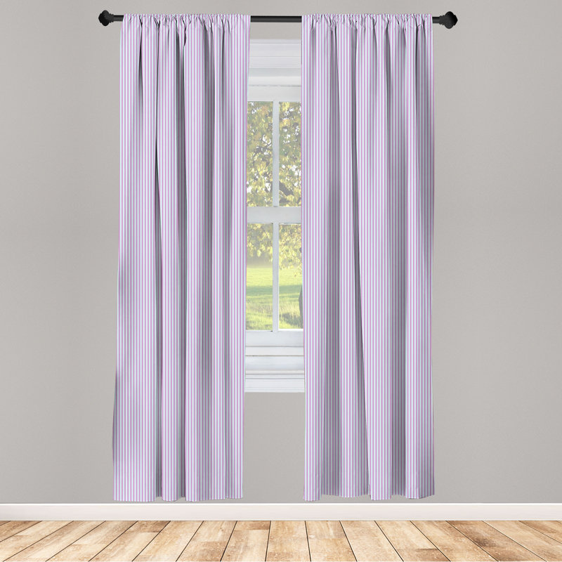 Pinstripe Striped Semi-Sheer Rod Pocket Curtain Panels, 28" x 63"